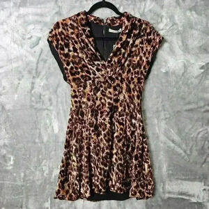 alice + olivia dress Womens 4 leopard burnout mini silk blend NWT